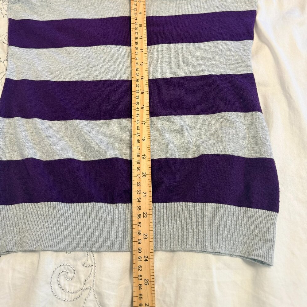 U.S. Polo Assn. Sport Sweater Women’s Medium Purple Gray Rugby Stripe Preppy - Picture 9 of 10